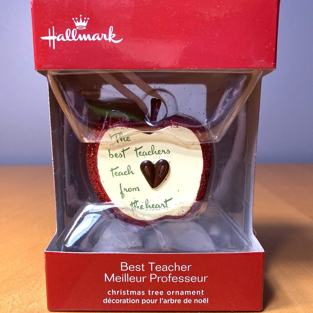 Hallmark Best Teacher Glitter Apple Christmas Ornament